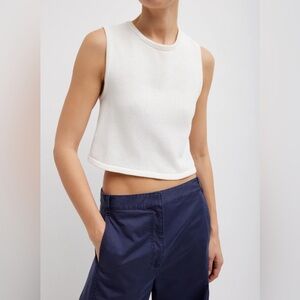 Tibi Brand New With Tags Cotton Criss Cross Cropped Sleeveless Sweater